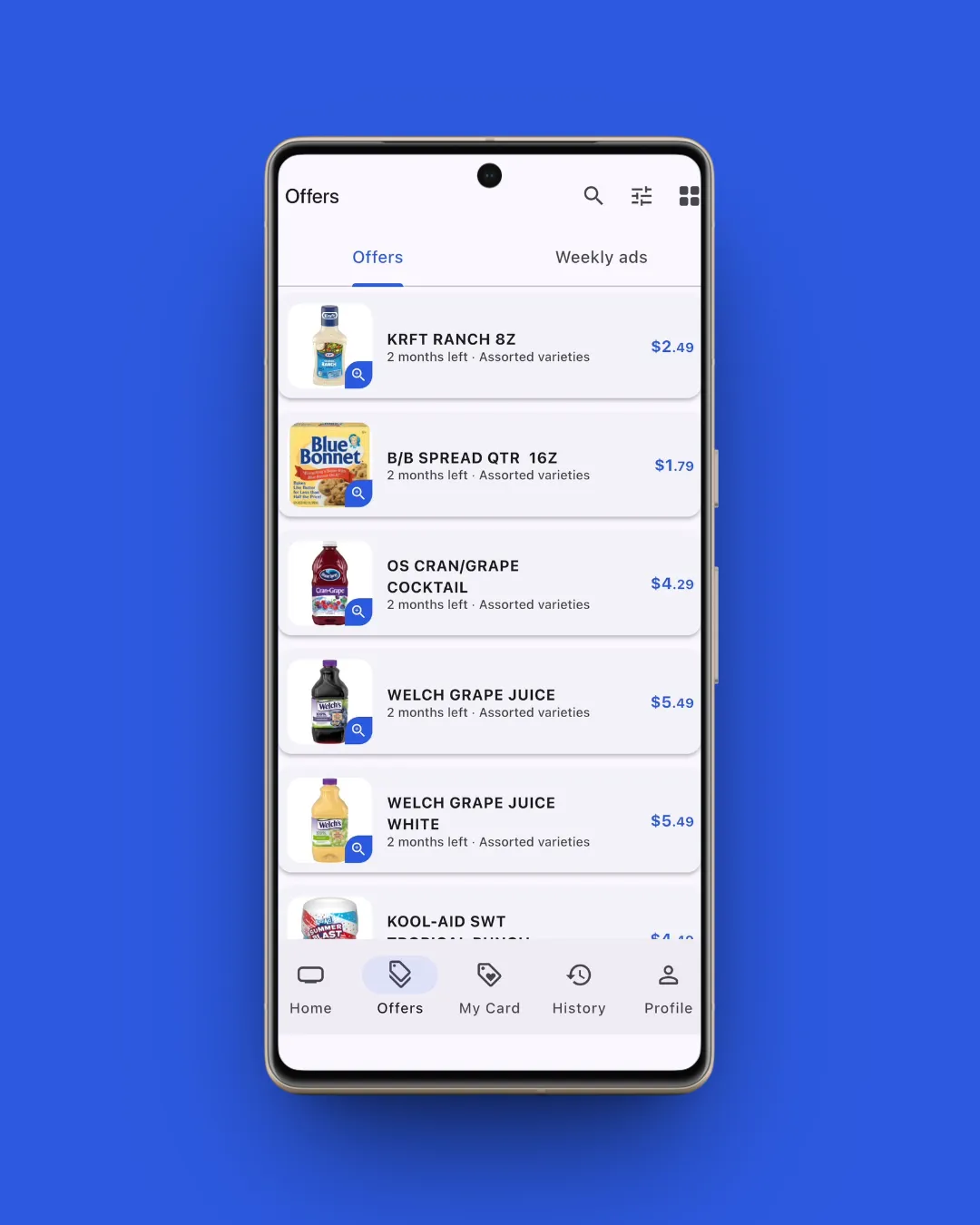 Upfront Shopper screen preview