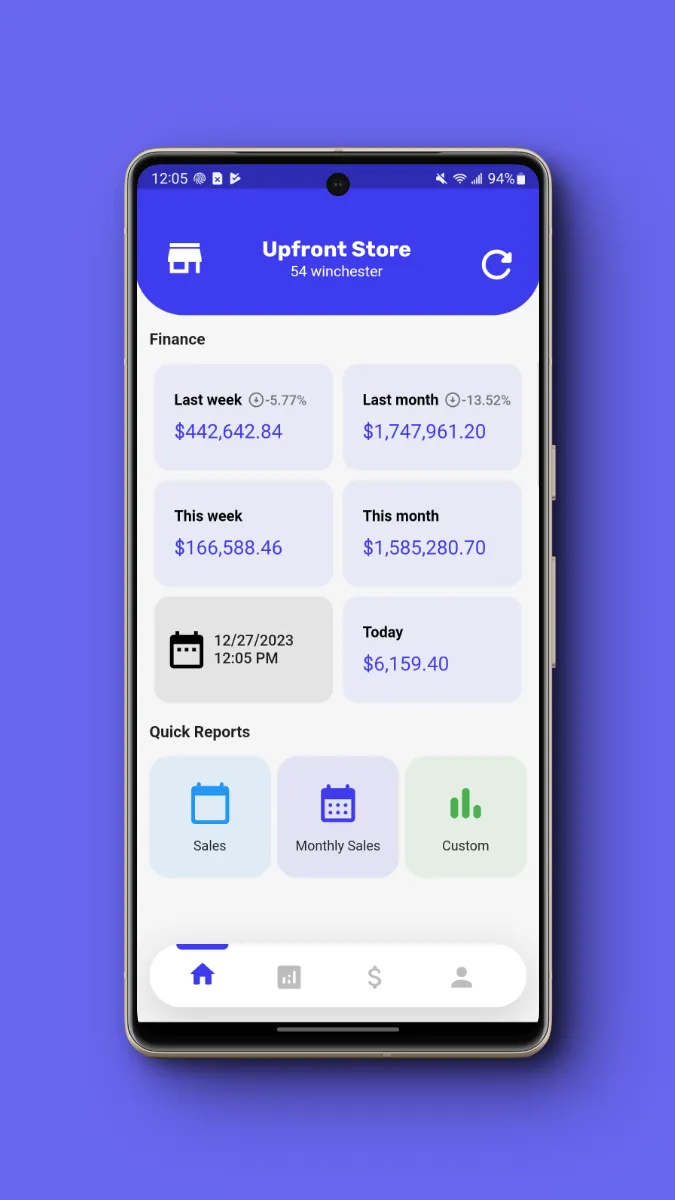 UpfrontPOS Cloud screen preview