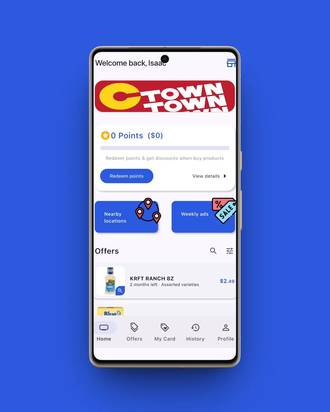 Upfront Shopper screen preview
